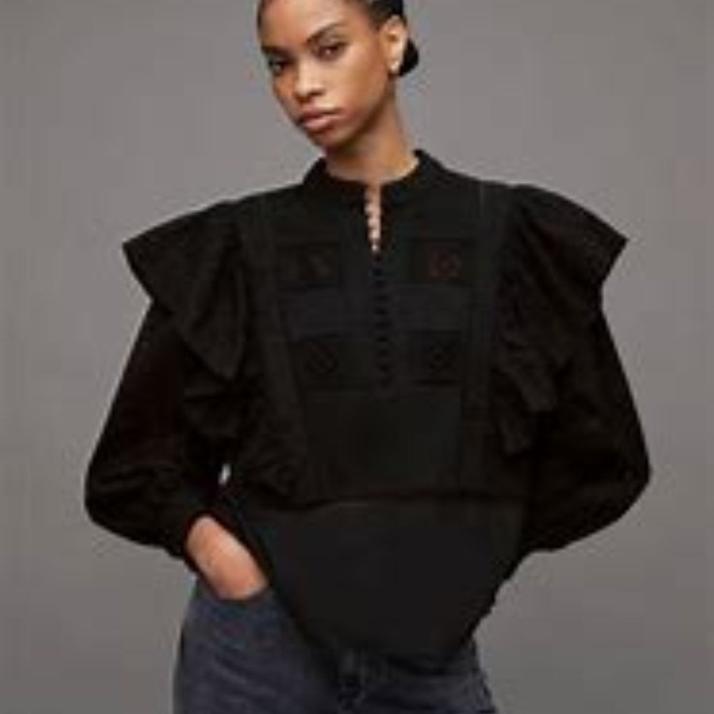 AUBREY EMBROIDERED FRILL BRODERIE TOP